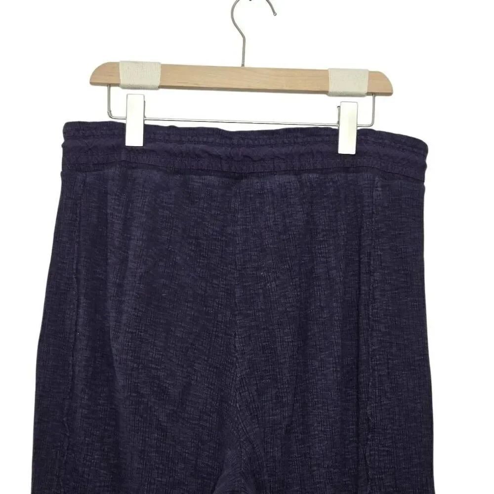 Daily Practice Pants Size Medium Ribbed Wide Leg Drawstring Navy - Picture 5 of 8